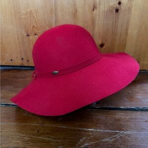 Scala Red Wide-Brim Wool Felt Floppy Hat